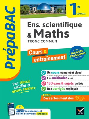 cover image of Prépabac Maths & enseignement scientifique (tronc commun) 1re générale